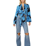 Jungle – Blue Palm Cropped Shirt
