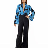 Jungle – Blue Palm Cropped Shirt