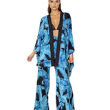 Jungle - Blue Palm Kimono (Black)