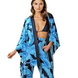 Jungle - Blue Palm Kimono (Black)
