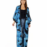 Jungle - Blue Palm Maxi Split Kaftan (Black)