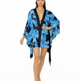Jungle - Blue Palm Kimono (Black)