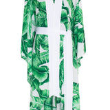 Jungle - Green Palm Kimono (Off-White)