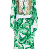 Jungle - Green Palm Kimono (Off-White)
