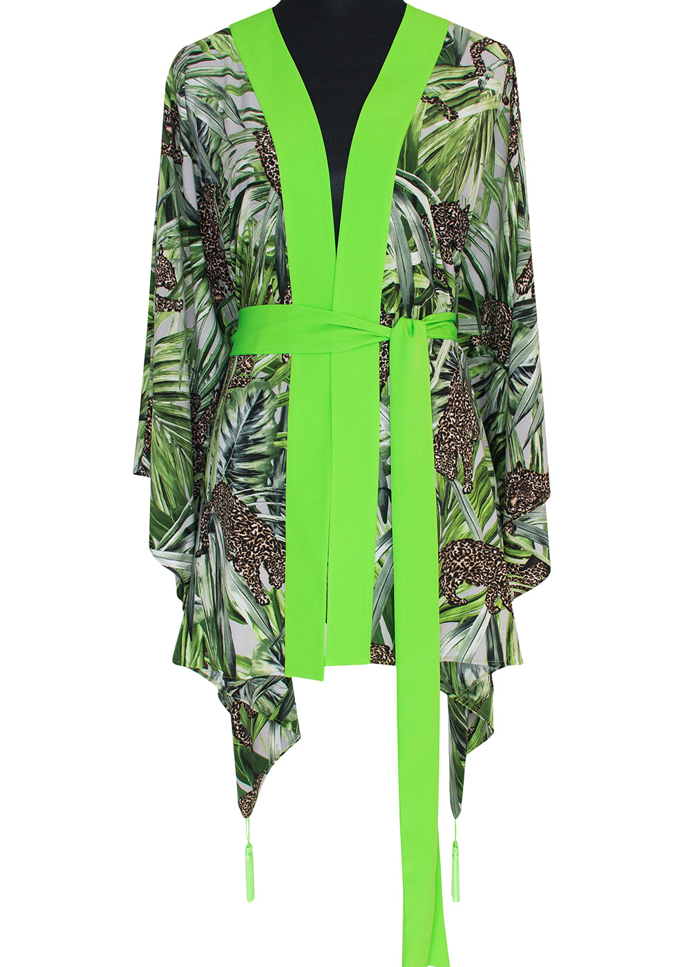 Jungle - Leopard Kimono (Neon Green) - Short