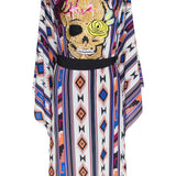 Boho - Blue Navajo Kimono Skull (Black)