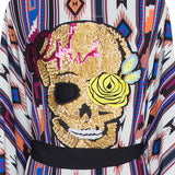 Boho - Blue Navajo Kimono Skull (Black)