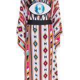 Boho - Maroon Navajo Kimono Evil Eye (Black)