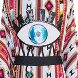 Boho - Maroon Navajo Kimono Evil Eye (Black)