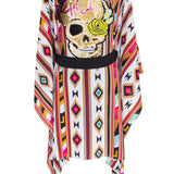 Boho - Maroon Navajo Kimono Skull (Black)