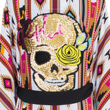 Boho - Maroon Navajo Kimono Skull (Black)