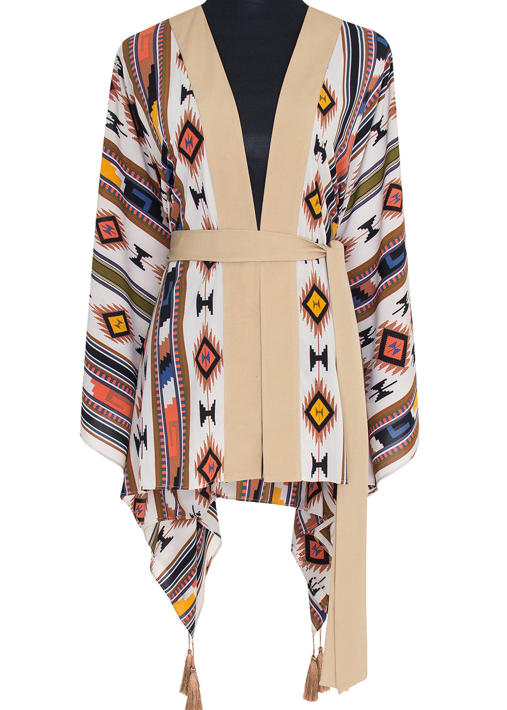 Boho - Orange Navajo Kimono Skull (Beige)