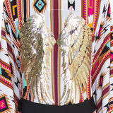 Boho - Maroon Navajo Kimono Wings (Black)