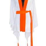 Monochrome - White Kimono Evil Eye (Neon Orange)