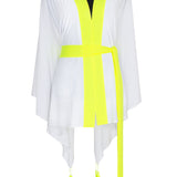 Monochrome - White Kimono Skull (Neon Yellow)