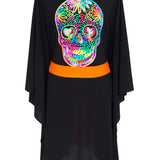 Monochrome - Black Kimono Skull (Neon Orange)