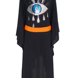 Monochrome - Black Kimono Evil Eye (Neon Orange)