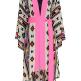 Boho - Pink Navajo Kimono Evil Eye (Neon Pink)