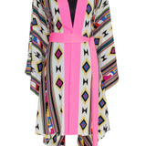 Boho - Pink Navajo Kimono Evil Eye (Neon Pink)