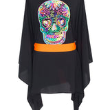 Monochrome - Black Kimono Skull (Neon Orange)
