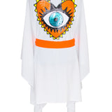 Monochrome - White Kimono Evil Eye (Neon Orange)