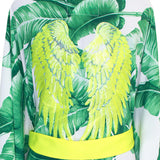 Jungle - Green Palm Kimono Wings (Neon Yellow)