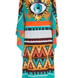 Tulum - Traditional Aztec Kimono Evil Eye (Neon Orange) - Long