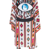 Boho - Maroon Navajo Kimono Evil Eye (Black)
