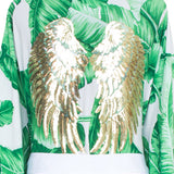 Jungle - Green Palm Kimono (Off-White)