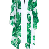 Jungle - Green Palm Kimono (Off-White)