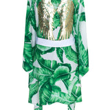 Jungle - Green Palm Kimono (Off-White)
