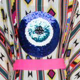 Boho - Pink Navajo Kimono Evil Eye (Neon Pink)