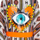 Boho - Orange Navajo Kimono Evil Eye (Neon Orange)