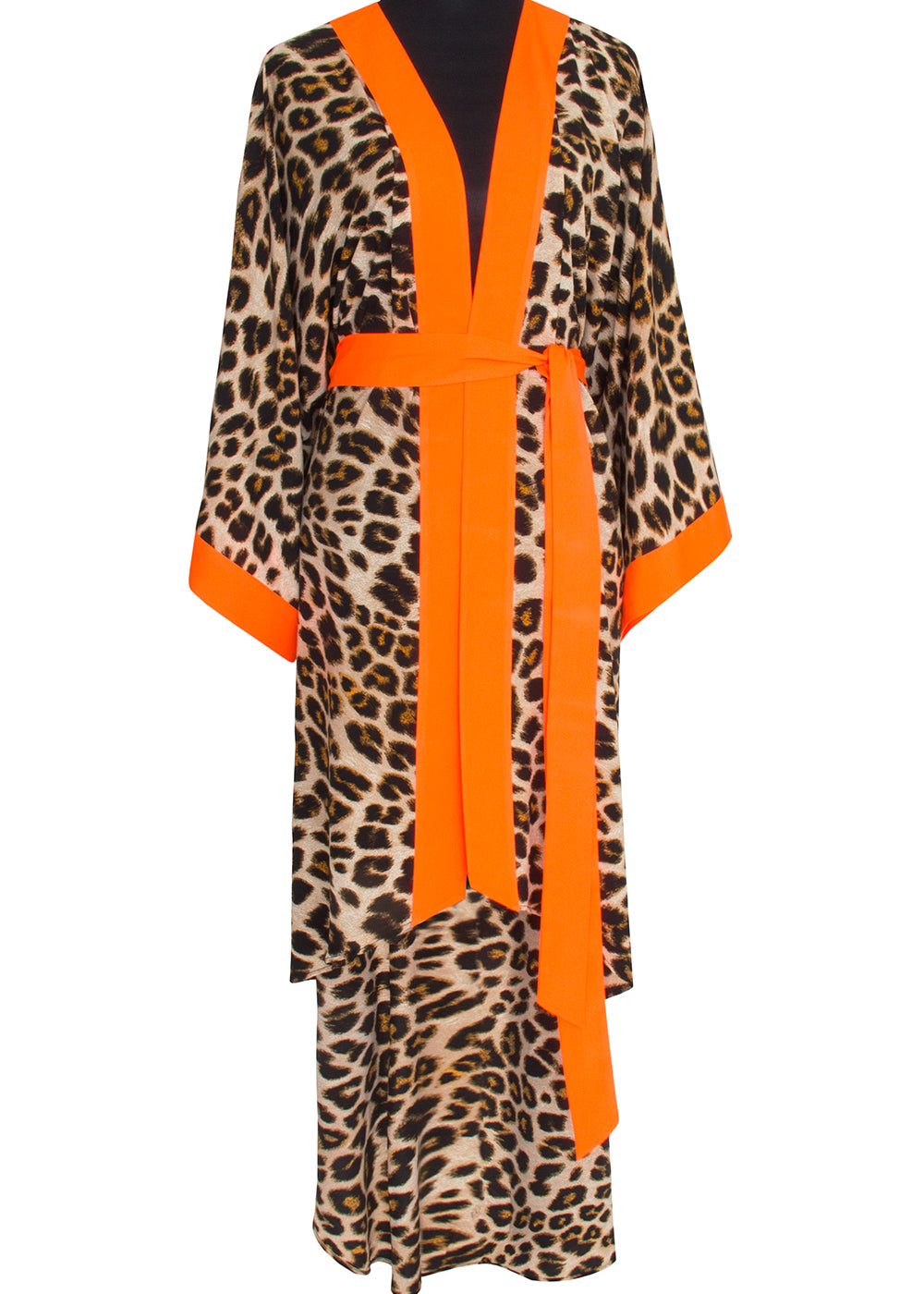 Safari - Orange Leopard Kimono (Neon Orange)