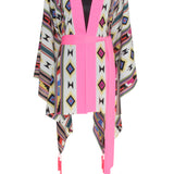 Boho - Pink Navajo Kimono Evil Eye (Neon Pink)