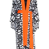 Tulum - Tribal Eye Kimono (Neon Orange) - Long
