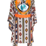 Boho - Orange Navajo Kimono Evil Eye (Neon Orange)