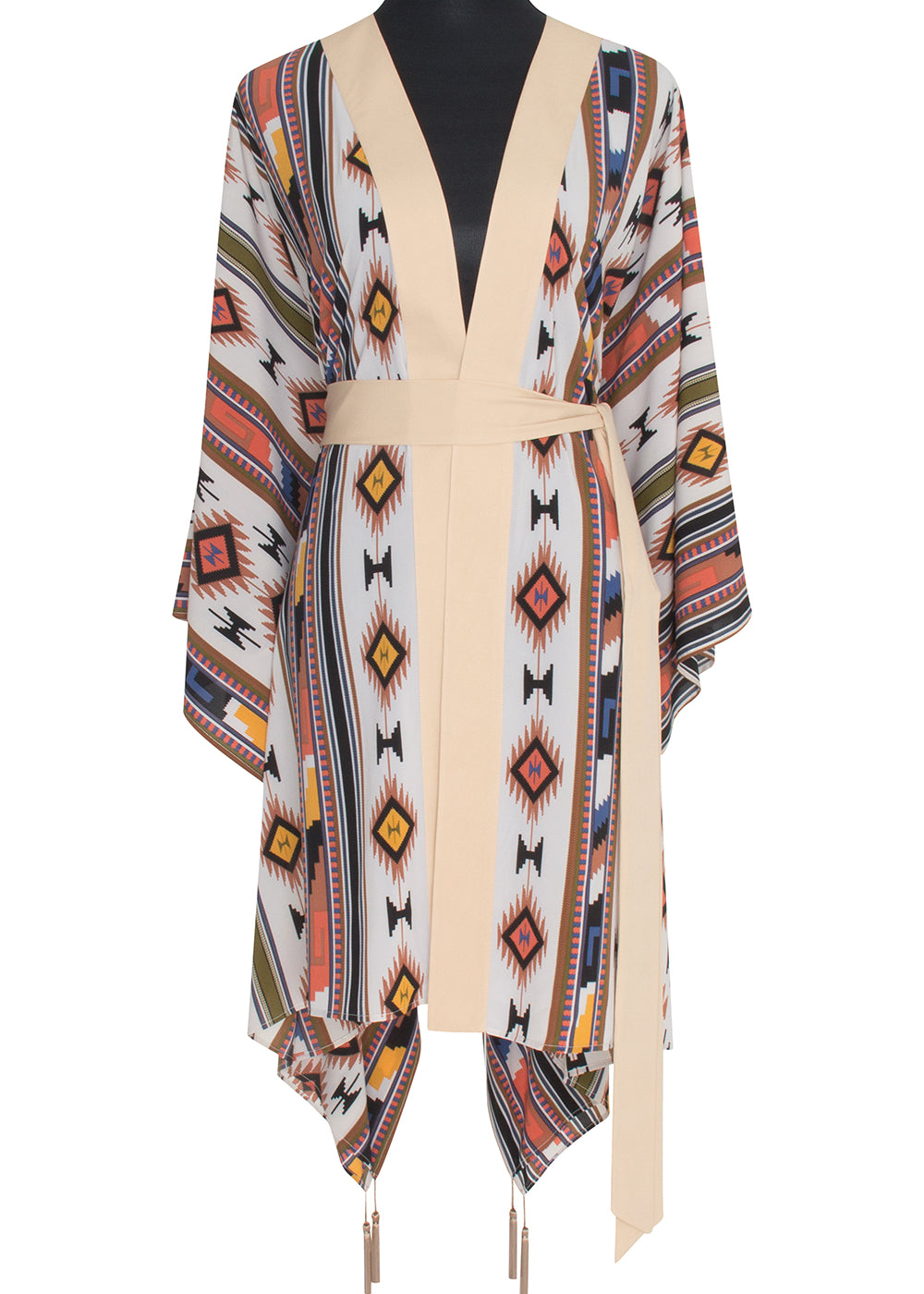 Boho - Orange Navajo Kimono Skull (Beige)