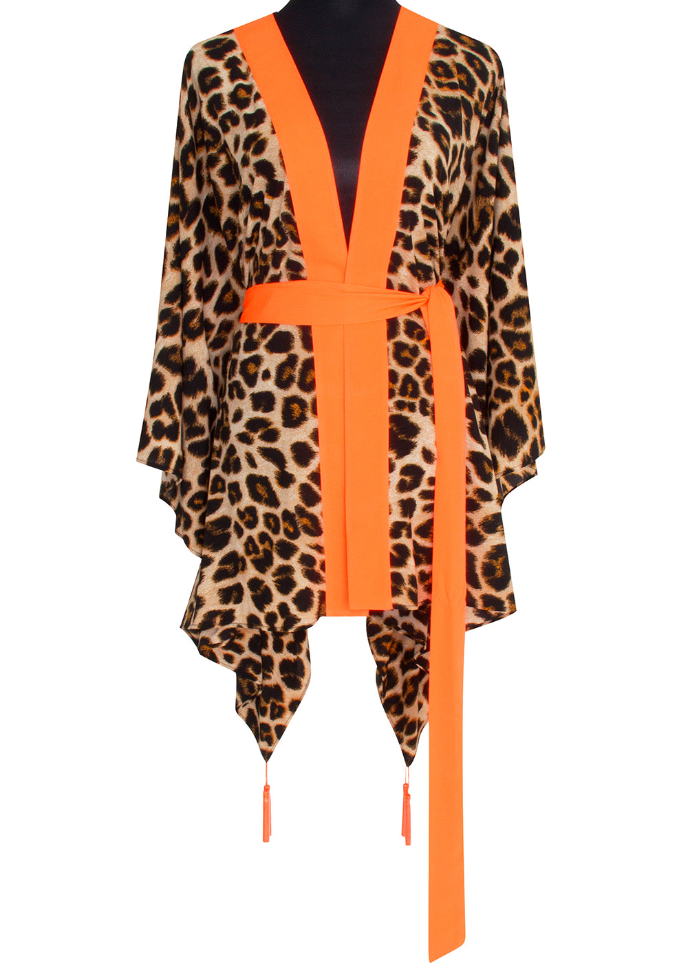 Safari - Orange Leopard Kimono (Neon Orange)