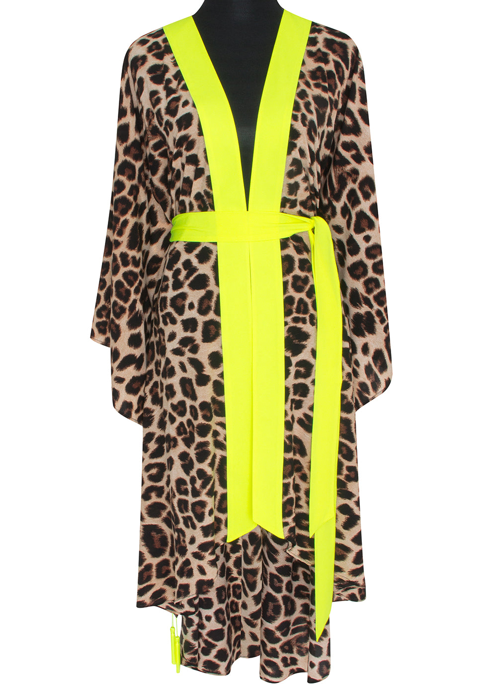 Safari - Brown Leopard Kimono Panther (Neon Yellow)