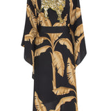 Jungle - Gold Palm Kimono Panther (Black) - Long