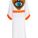 Monochrome - White Kimono Evil Eye (Neon Orange)