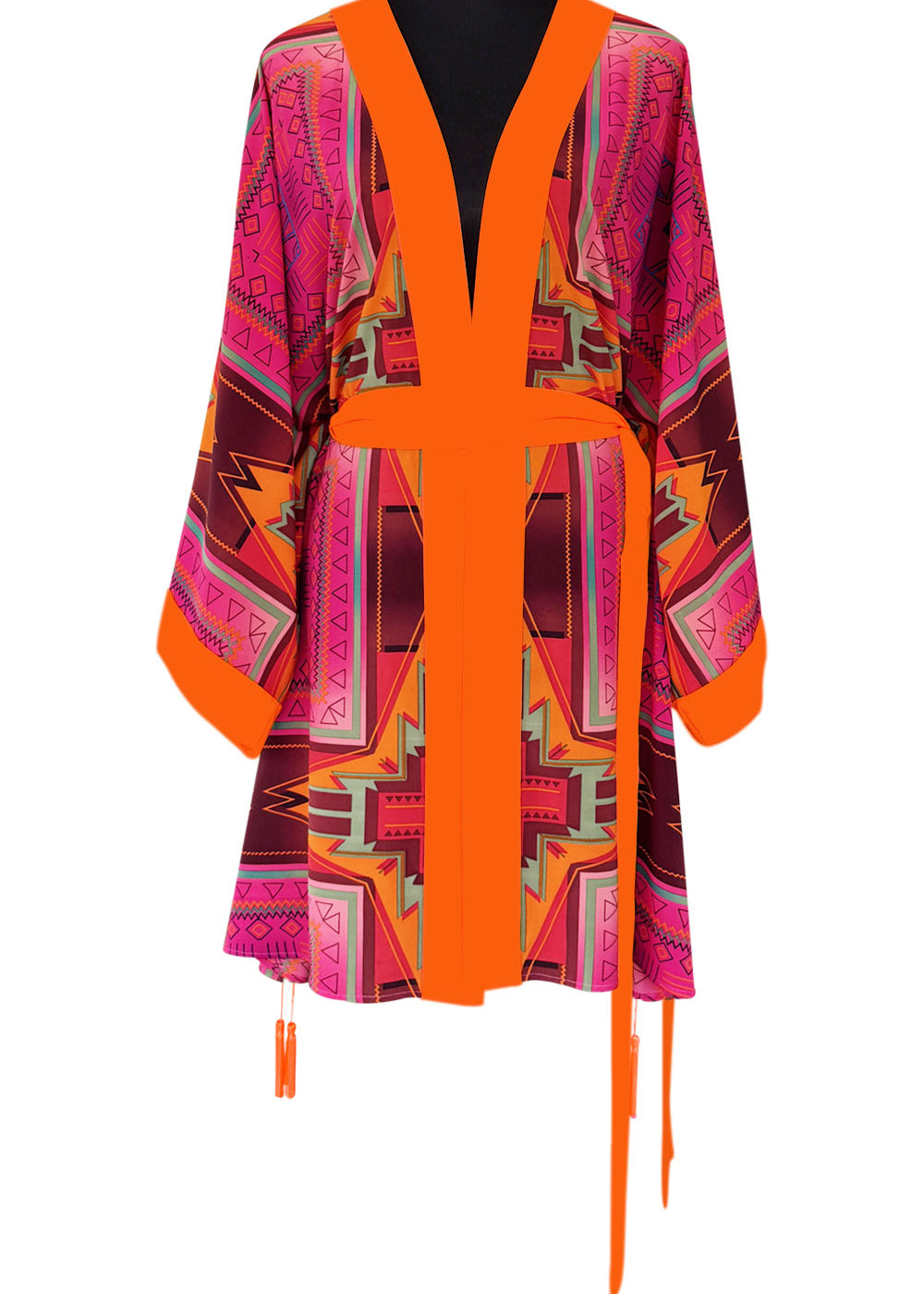 Tribal - Pink Kimono Skull (Neon Orange)