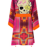 Tribal - Pink Kimono Skull (Neon Orange)