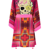 Tribal - Pink Kimono Skull (Neon Pink)