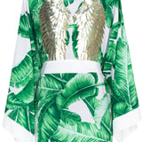 Jungle - Green Palm Kimono (Off-White)