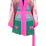 Tribal - Pink Peaks Kimono (Neon Pink) - Short