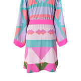 Tribal - Pink Peaks Kimono (Neon Pink) - Short