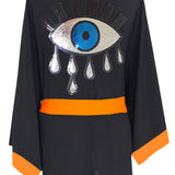 Monochrome - Black Kimono Evil Eye (Neon Orange)