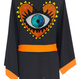 Monochrome - Black Kimono Evil Eye (Neon Orange)